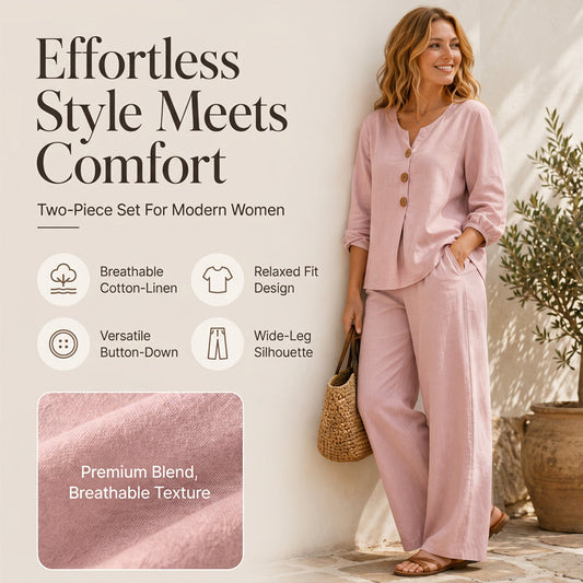Women's V-Neck Long Sleeve Top & Pants Set