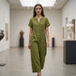 Women's Casual Short Sleeve Wide-Leg Jumpsuit