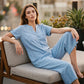Women's Casual Short Sleeve Wide-Leg Jumpsuit