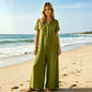 Women's Casual Short Sleeve Wide-Leg Jumpsuit