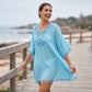 Women's Crochet Patchwork Beach Cover Up with Tassel
