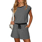 Women’s Striped Cap Sleeve Top Shorts 2-Piece Set