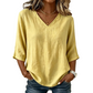Women's Casual V-Neck 3/4 Sleeve Blouse