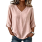 Women's Casual V-Neck 3/4 Sleeve Blouse