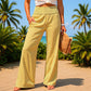 Women's Smocked Waist Striped Gingham Pants