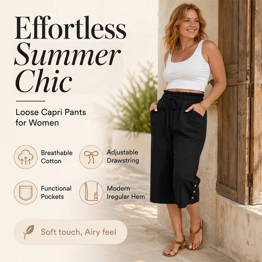 Women's Cotton Linen Wide Leg Pants