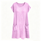 Women's Casual Short-Sleeve Knee-Length Dress with Pockets