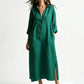 Women Loose Cotton Linen Shirt Maxi Dress