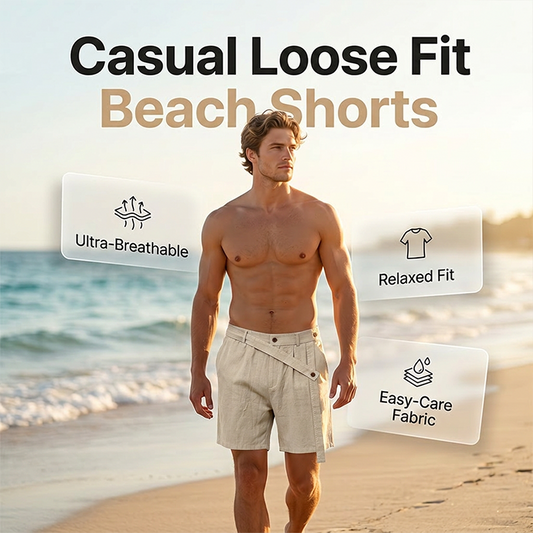 Men's Summer Linen Shorts Casual Loose Fit Beach Shorts