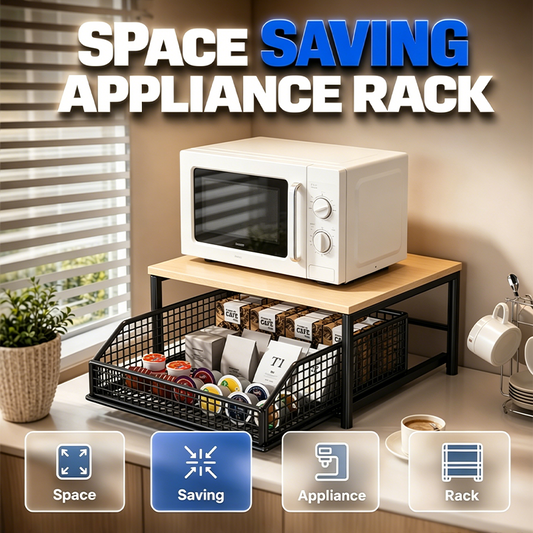 💥 50% OFF NOW! 🍳 2-Tier Microwave Stand with Slide-Out Drawer – Heavy-Duty, Space-Saving & Sturdy – Perfect for Kitchen, Office & Dorm Worktops 🏠✨