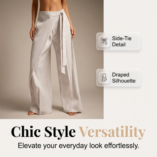 ✨Women's Flowy Wrap Front Wide Leg Pants