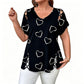Plus Size Women's Heart Print T-Shirt 💞 A Sweet Heart, a Flattering Fit – Wear the Love, Feel the Comfort ✨