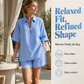 ⌛Limited-Time Offer-Women Casual Two Piece Set Short Sleeve Half Zip Top and Shorts