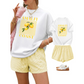 👚 Women's Lemon Graphic T-Shirt & Striped Shorts Set — Summer Co-Ord with Oversized Tee & Matching Shorts