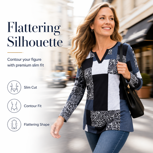 Women's Casual Long Sleeve V-Neck Top