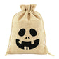 Halloween Drawstring Burlap Bags Spooky Face Treat Pouch