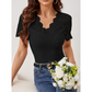 Women's Slim-Fit V-Neck Lace Short-Sleeve Top