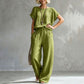 Women's Short Sleeve Top & Wide-Leg Pants Set