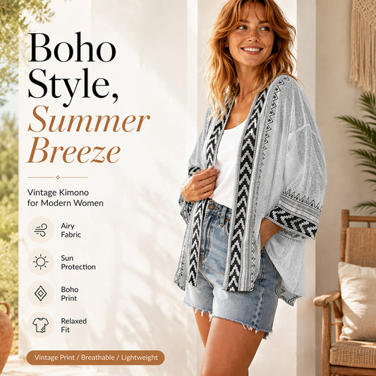 Women's Retro Geometric Print Sun Protection Cardigan