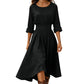 👗 50% OFF NOW! Women’s Casual 3/4 Sleeve Cotton Linen Cinched Waist Maxi Dress