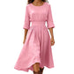👗 50% OFF NOW! Women’s Casual 3/4 Sleeve Cotton Linen Cinched Waist Maxi Dress