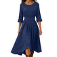 👗 50% OFF NOW! Women’s Casual 3/4 Sleeve Cotton Linen Cinched Waist Maxi Dress