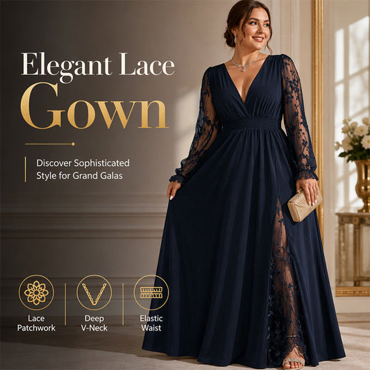 🌸 Women’s Elegant V Neck Lace Patchwork Maxi Dress – Elegant Feminine Style With Romantic Lace Details✨𝘉𝘶𝘺 𝘢𝘯𝘺 2 𝘢𝘯𝘥 𝘨𝘦𝘵 𝘢𝘯 𝘦𝘹𝘵𝘳𝘢 8% 𝘥𝘪𝘴𝘤𝘰𝘶𝘯𝘵