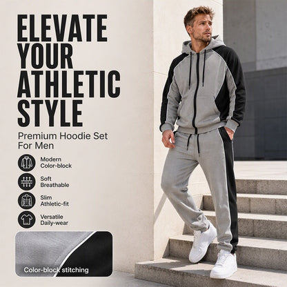 ✨ Easy Everyday Comfort | Men's Color-Block Zip-Up Hoodie & Sweatpants 2-Piece Set✨𝘉𝘶𝘺 𝘢𝘯𝘺 2 𝘢𝘯𝘥 𝘨𝘦𝘵 𝘢𝘯 𝘦𝘹𝘵𝘳𝘢 8% 𝘥𝘪𝘴𝘤𝘰𝘶𝘯𝘵