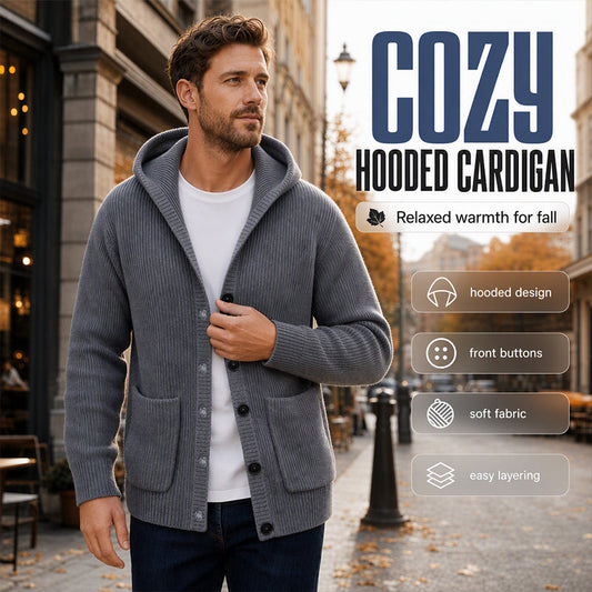 ☁️ Cozy Everyday Comfort | Men's Hooded Textured-Knit Button Cardigan✨𝘉𝘶𝘺 𝘢𝘯𝘺 2 𝘢𝘯𝘥 𝘨𝘦𝘵 𝘢𝘯 𝘦𝘹𝘵𝘳𝘢 8% 𝘥𝘪𝘴𝘤𝘰𝘶𝘯𝘵
