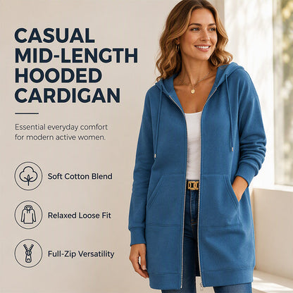 ⌛Limited-Time Offer🛍️Women Mid-Length Hooded Sweatshirt Jacket Casual Zip Up Cardigan Coat with Pockets✨𝘉𝘶𝘺 𝘢𝘯𝘺 2 𝘢𝘯𝘥 𝘨𝘦𝘵 𝘢𝘯 𝘦𝘹𝘵𝘳𝘢 8% 𝘥𝘪𝘴𝘤𝘰𝘶𝘯𝘵
