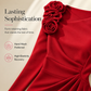 👗✨Women's Ruched Midi Dress with 3D Rose Details