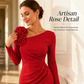 👗✨Women's Ruched Midi Dress with 3D Rose Details