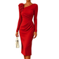 👗✨Women's Ruched Midi Dress with 3D Rose Details