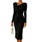 👗✨Women's Ruched Midi Dress with 3D Rose Details