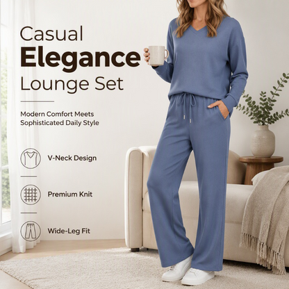 ✨ Effortless Comfort | Women's V-Neck Knit Top & Pants 2-Piece Lounge Set✨𝘉𝘶𝘺 𝘢𝘯𝘺 2 𝘢𝘯𝘥 𝘨𝘦𝘵 𝘢𝘯 𝘦𝘹𝘵𝘳𝘢 8% 𝘥𝘪𝘴𝘤𝘰𝘶𝘯𝘵