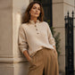 Women's Waffle Knit Henley Sweatshirt