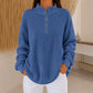 Women's Waffle Knit Henley Sweatshirt