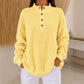 Women's Waffle Knit Henley Sweatshirt