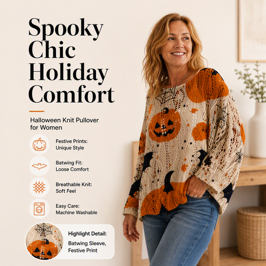 🎃Halloween Sale -50% OFF👻Women's Halloween Loose Fit Batwing Knit Sweater✨𝘉𝘶𝘺 2 𝘢𝘯𝘥 𝘨𝘦𝘵 𝘢𝘯 𝘦𝘹𝘵𝘳𝘢 8% 𝘥𝘪𝘴𝘤𝘰𝘶𝘯𝘵