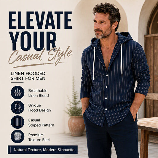 ✨Men's Striped Long Sleeve Hooded Shirt