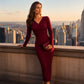 👗✨Women's Elegant Wrap V-Neck Ribbed Knit Dress