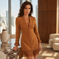 👗✨Women's Ruffle Sleeve Fringe Dress