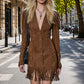 👗✨Women's Ruffle Sleeve Fringe Dress