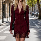👗✨Women's Ruffle Sleeve Fringe Dress