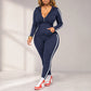 👗✨Women's Striped Zip-Up Hoodie & Pants Set