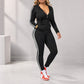 👗✨Women's Striped Zip-Up Hoodie & Pants Set