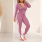 👗✨Women's Striped Zip-Up Hoodie & Pants Set