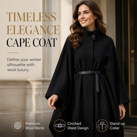 ✨👚Women’s Elegant Stand-Collar Cape Coat