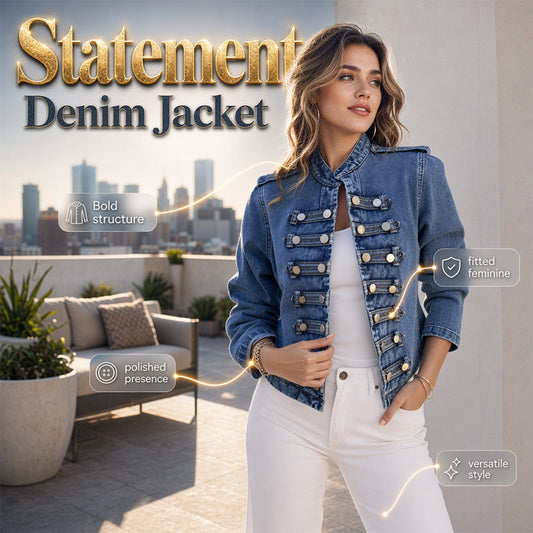 ✨👚Women's Vintage Symmetrical Button Denim Jacket