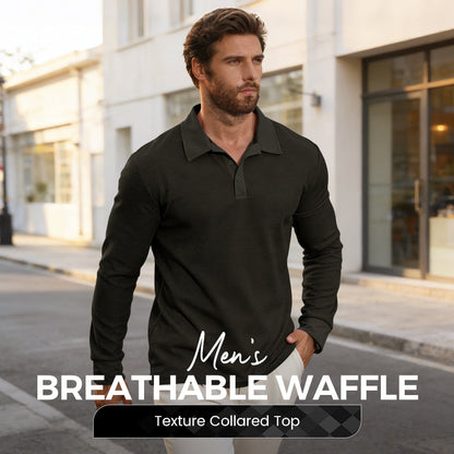⌛Limited-Time Offer-✨Men's Breathable Waffle Texture Collared Top
